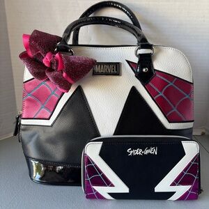 Marvel Spider-Gwen Pink & White Satchel with Matching Wallet